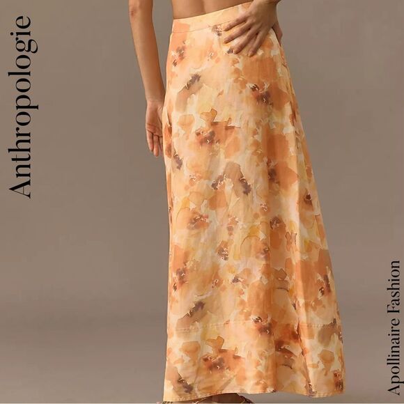 ANTHROPOLOGIE BY SIGNIFICANT OTHER LOIS SKIRT NWT ORANGE MOTIF FLORAL - Picture 3 of 6